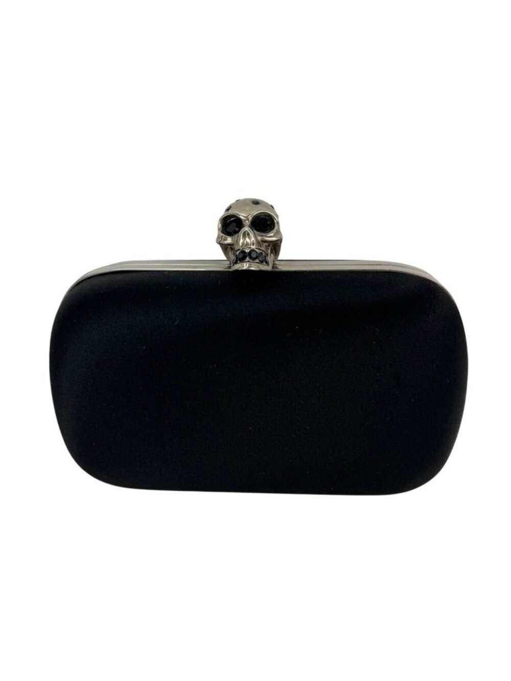 Alexander McQueen Skull Black Satin Clutch